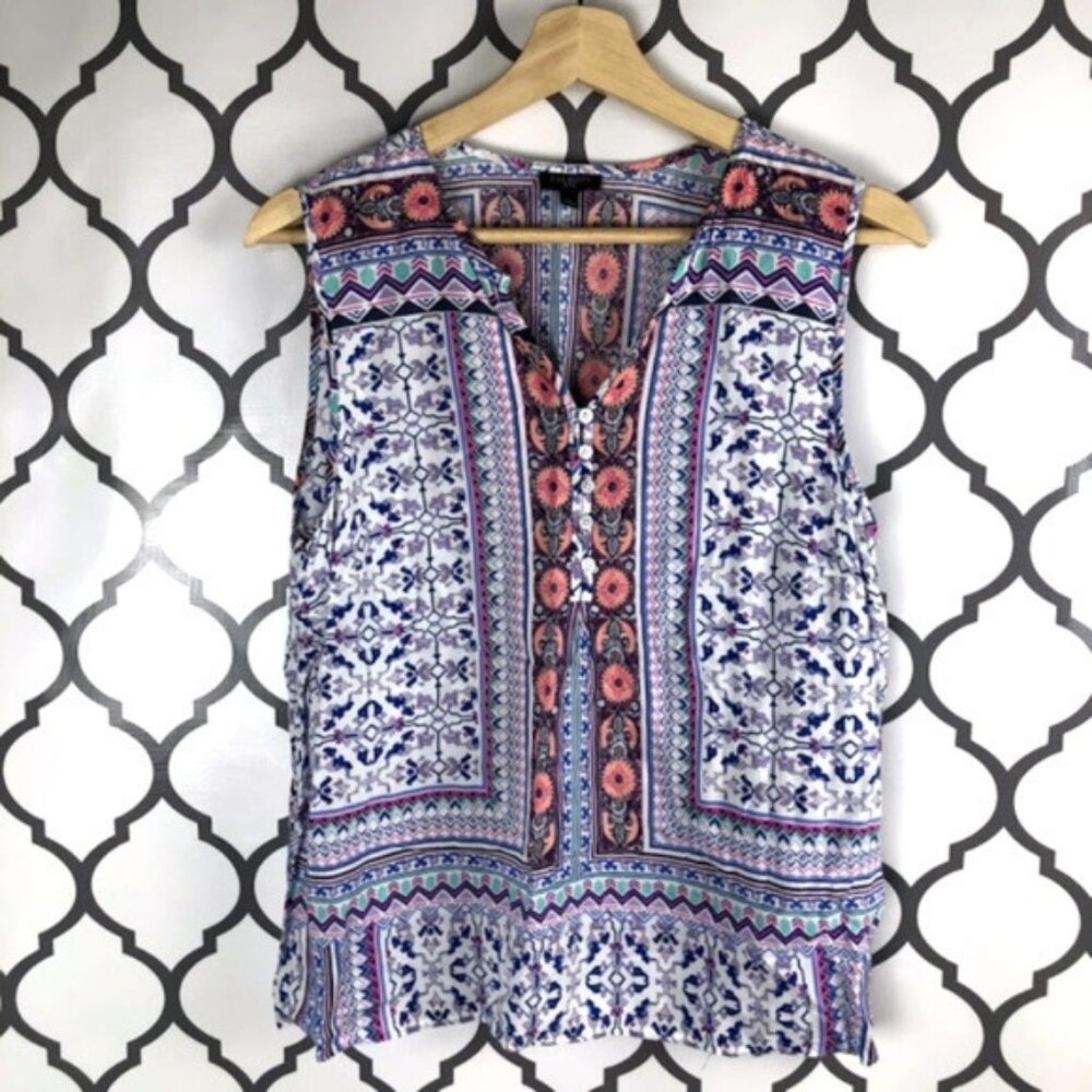 Talbots Sleeveless Printed Popover, Large Petite, 100% rayon